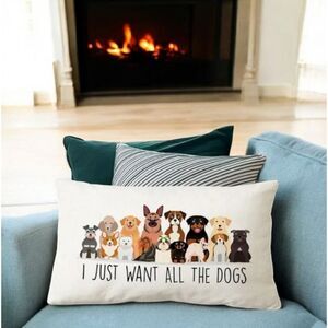 Dog Lover's Decorative Pillow COVER - White